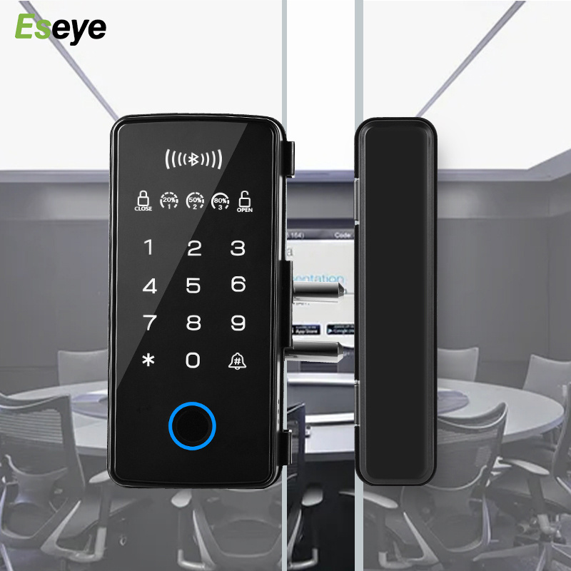 Automatic Biometric Fingerprint Frameless Sliding Electric Smart Glass Door Lock