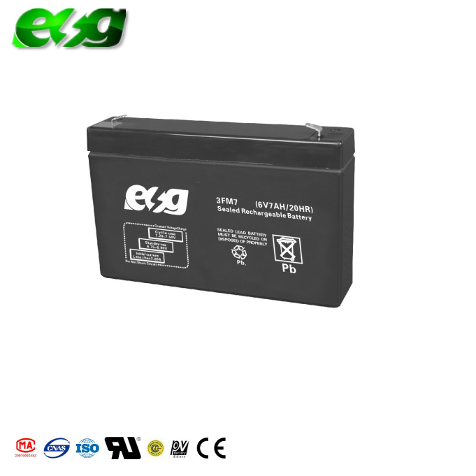 ESG sealed lead acid UPS VRLA 6V 7ah 8ah 20hr AGM storage battery