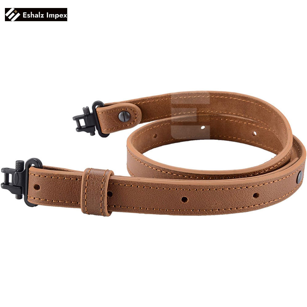 Top Quality Genuine Leather Tactical Gun Sling With Sling Buckle Accessories For Hunting And Outdoor Activities