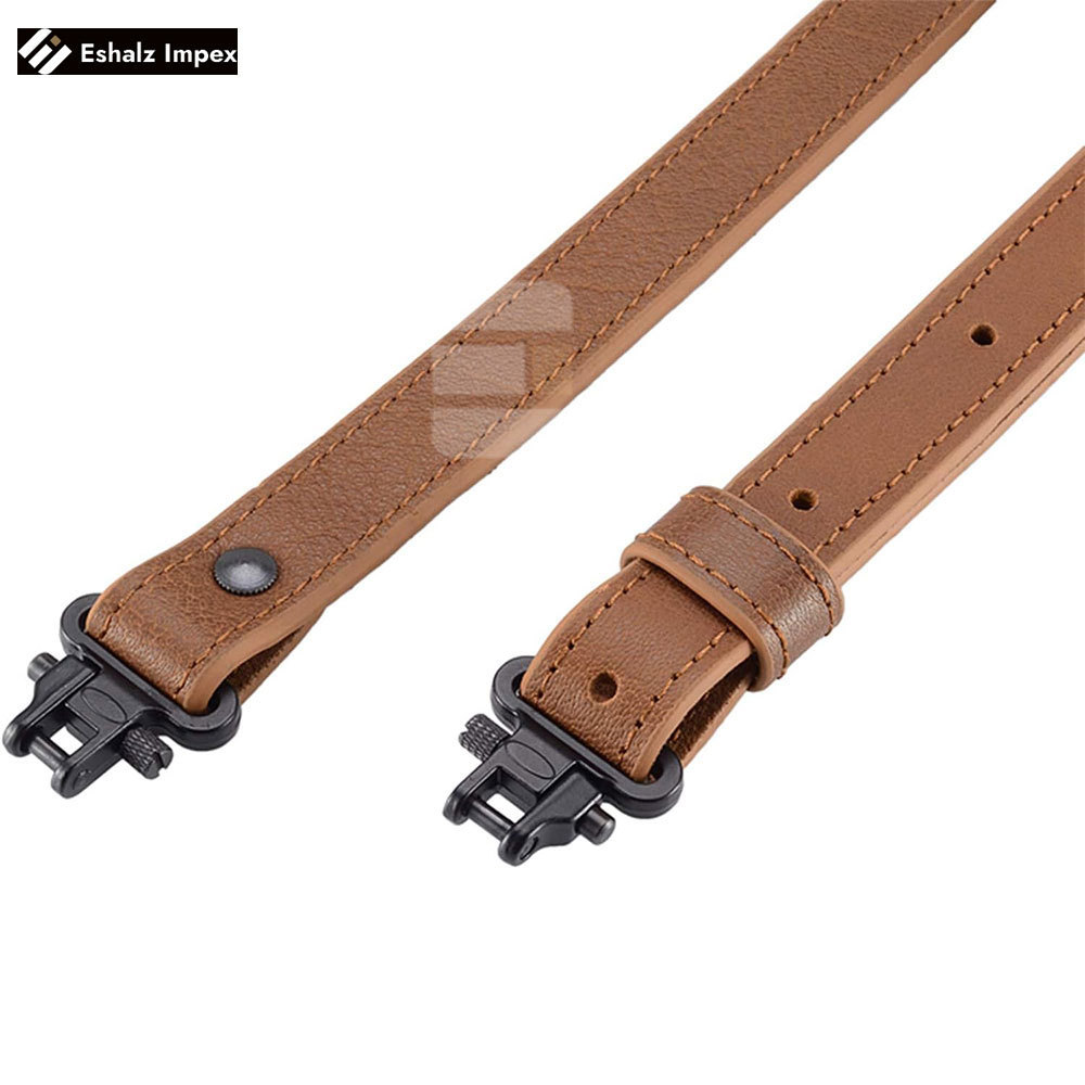 Top Quality Genuine Leather Tactical Gun Sling With Sling Buckle Accessories For Hunting And Outdoor Activities