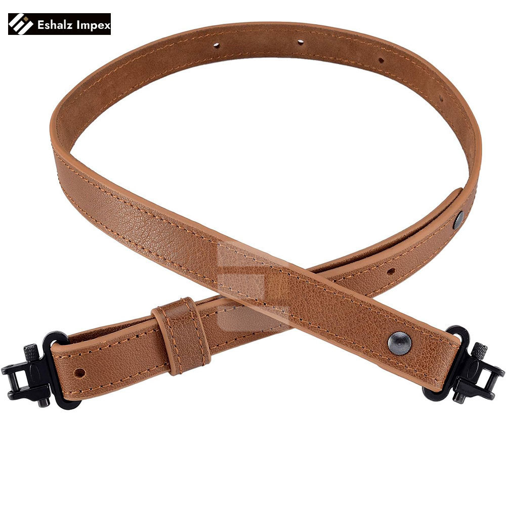 Top Quality Genuine Leather Tactical Gun Sling With Sling Buckle Accessories For Hunting And Outdoor Activities