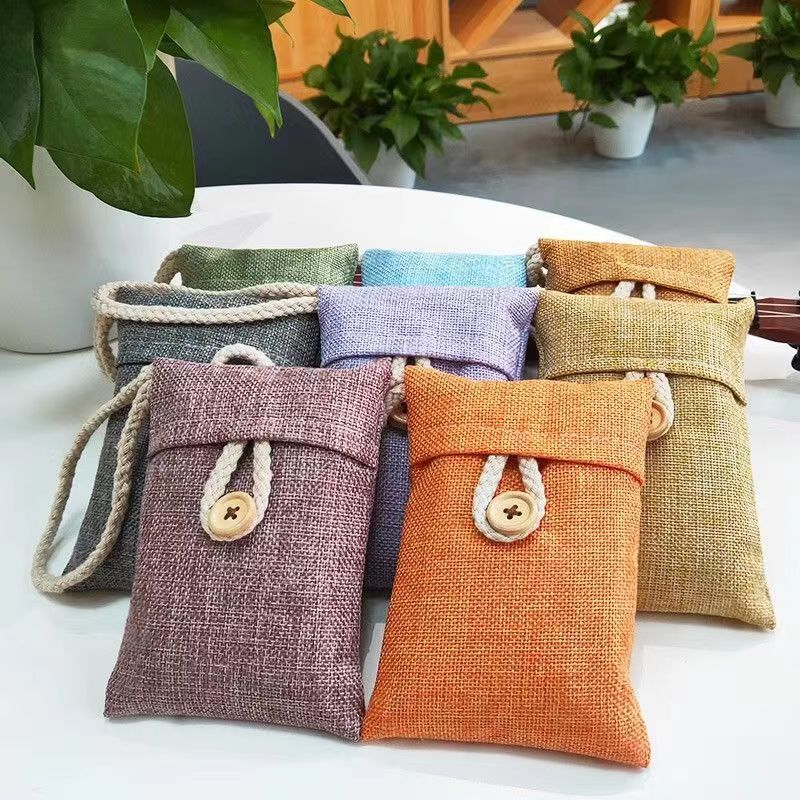 Buttoned moisture absorber fragrance multi charcoal bags air freshener closet hanging deodorant bag