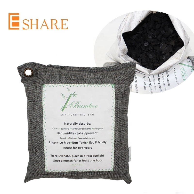 Nature fresh mesh moisture absorbing pads bag air purifying breathe bamboo charcoal bag