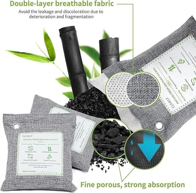 2023 household moisture absorbing clothes dehumidification bag bamboo charcoal bag for basement