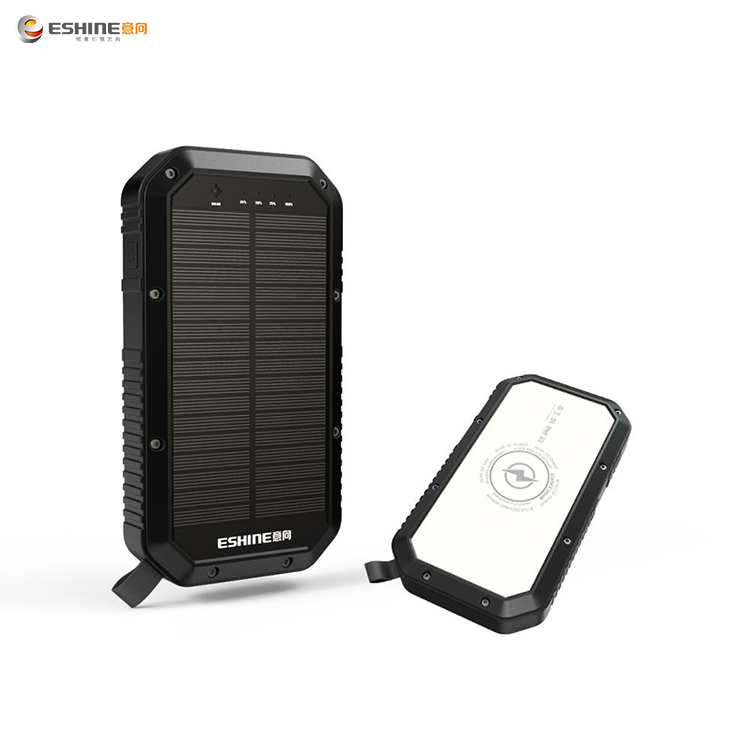 Portable Solar Panel with SOS Led Flashlight IP5 Waterproof Qi Wireless Charger Solar Power Bank 20000mah