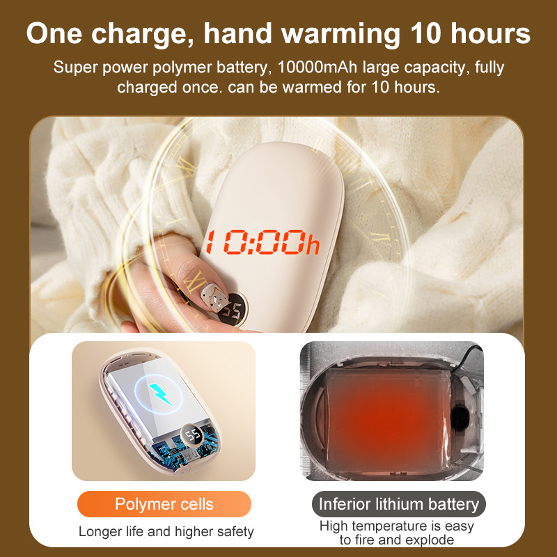 Wholesale Christmas Reusable Portable Electric Camping Heat Pack Reusable Usb Dual Hand Warmer Pwerbank Rechargeable