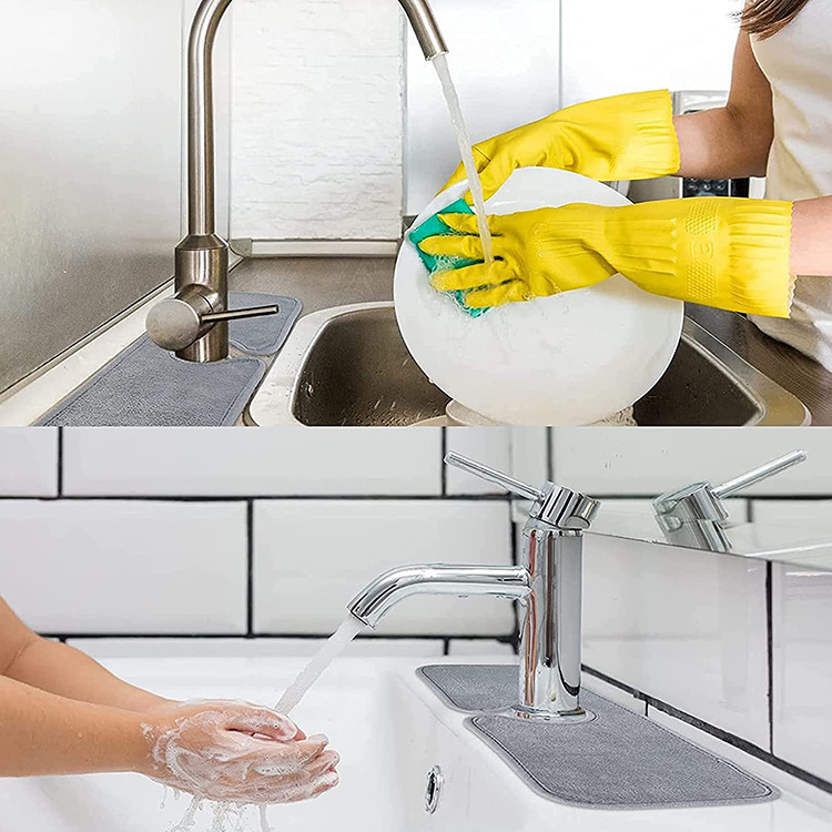 Faucet Eco-friendly Absorbent Mat Kitchen Sink Splash Guard Water Microfiber Cloth Pads