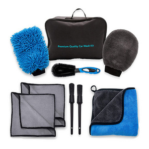 Premium Microfiber Car Wash Kit 8pcs Car Detailing Brush Chenille Mitt Microfiber Towels