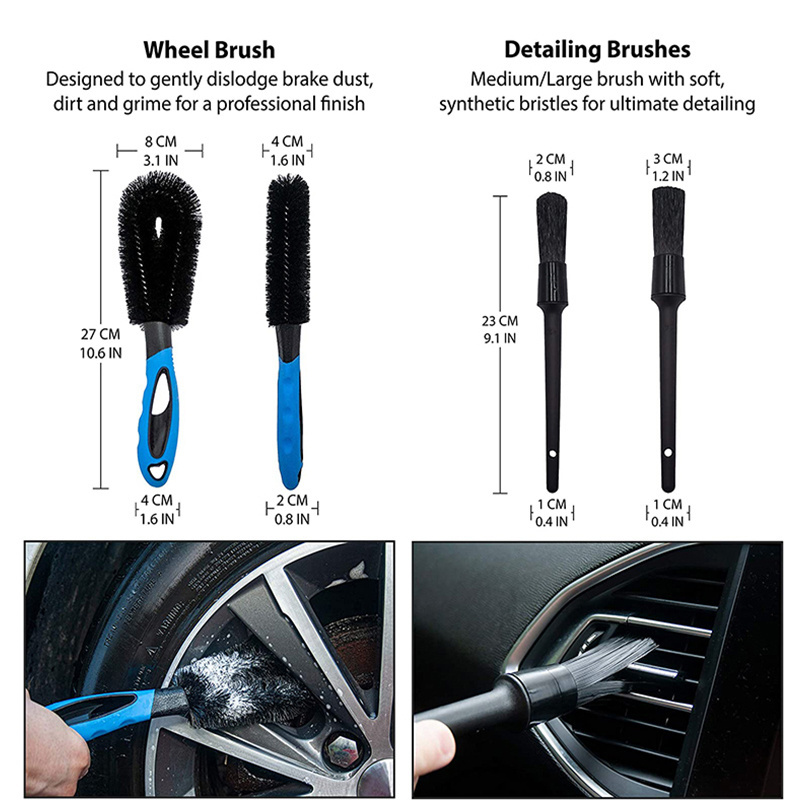 Premium Microfiber Car Wash Kit 8pcs Car Detailing Brush Chenille Mitt Microfiber Towels