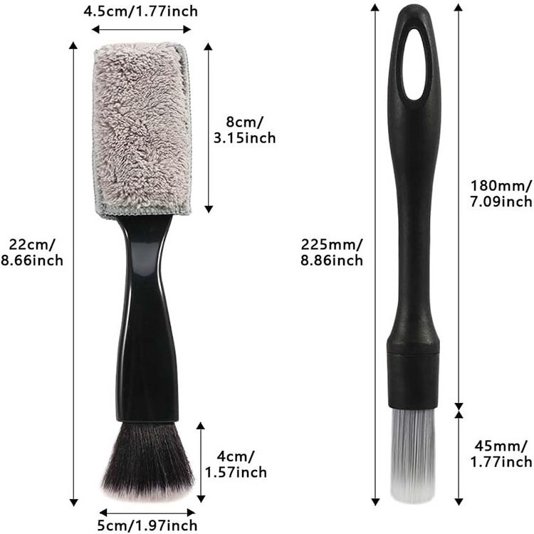 3pcs black Car Detailing Brush Set with 1 Air Vent Brush, Auto Detail Brush Kit for Cleaning Interior Exterior