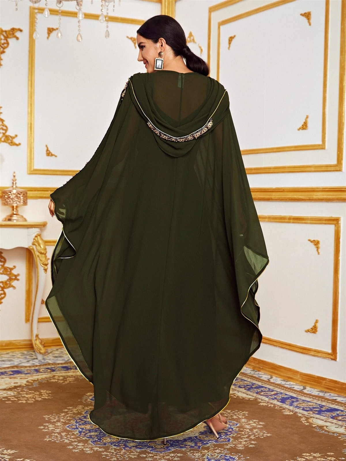 Luxury Dubai Islamic Clothing Loose Chiffon Muslim Maxi Party Dress Abaya For Women