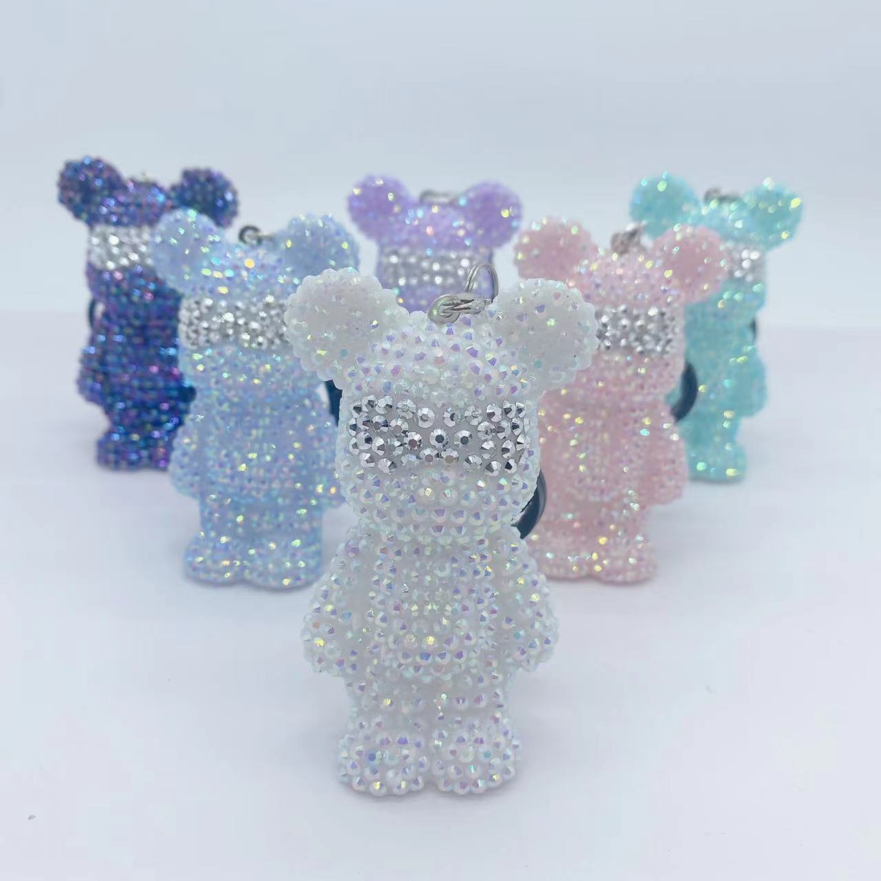 2024 New Diamond Painting Kit Rhinestone Bear Brick DIY Set Crystal Bear Keychains with Tookits