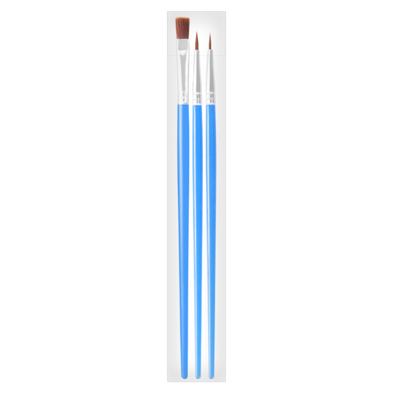 Artist paint mini brushes set for paint by numbers(3pcs as 1 set),blue plastic handle or wood handle mini paint brush