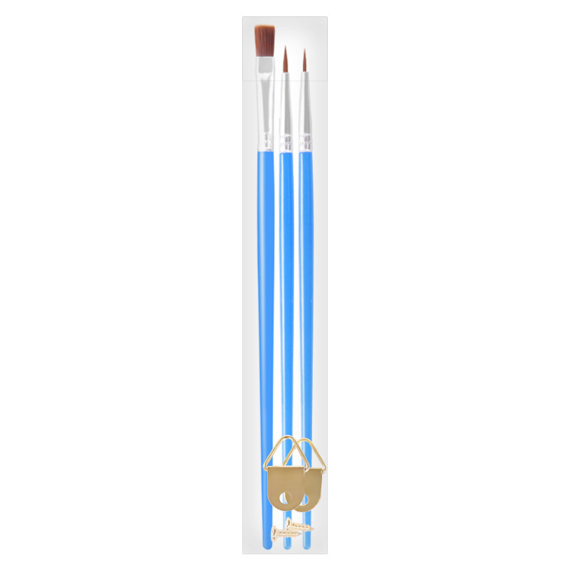 Artist paint mini brushes set for paint by numbers(3pcs as 1 set),blue plastic handle or wood handle mini paint brush