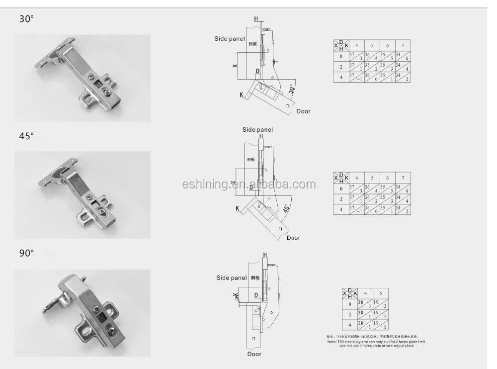 2 Holes 4 Holes Heavy Duty Adjustable Hidden Door Hinge Minus 45 Degree Soft Close Kitchen Hinge for Corner Cabinets