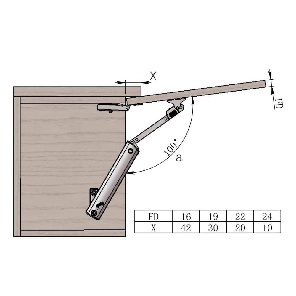 Free Stop Hydraulic Lift System Kitchen Cabinet Door Support Flap Lid Stay Hinge Other Furniture Hardware 250-500 Mm Industrial