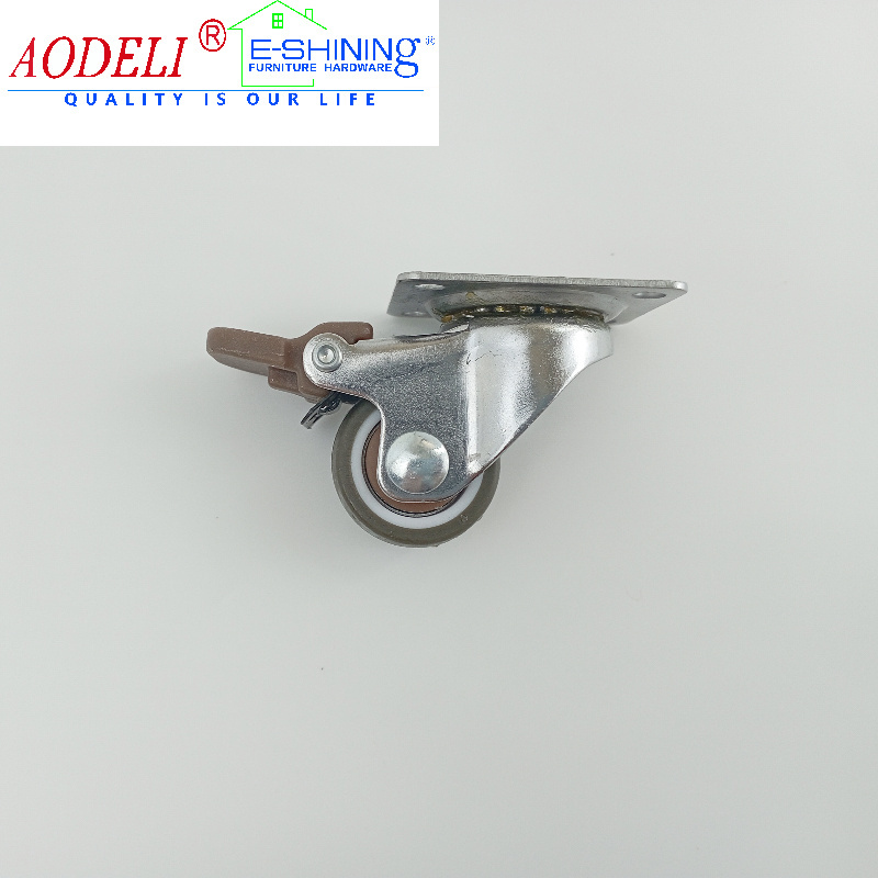 Factory wholesale caster black wheels swivel caster with brake PU caster for furniture small castor wheel