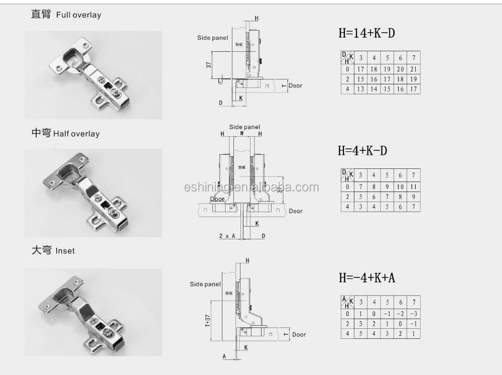 Kitchen Cabinet Door 35mm Cup Clip on 105 Open Degree Soft Close Hydraulic Cabinet Hinge