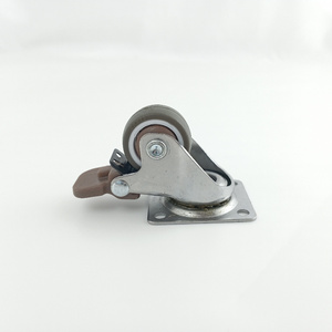 Factory wholesale caster black wheels swivel caster with brake PU caster for furniture small castor wheel