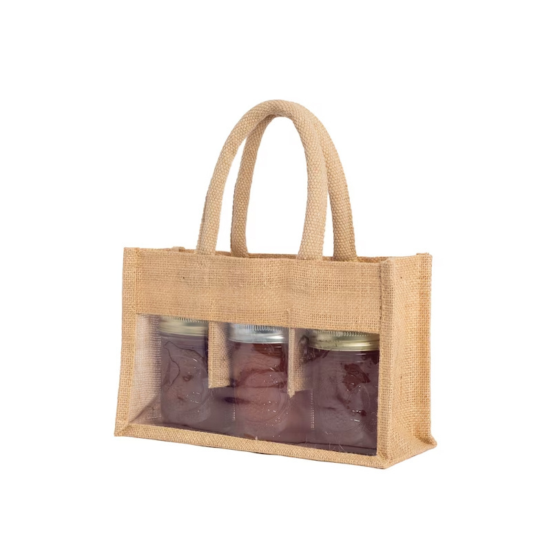 New Product Custom Brand Name Personalized Jute Wine Bag Fashion Three Bottles Jute Wine Bags For Sale Red Jute Tote Wine Bags