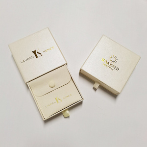 Wholesale Luxury jewelry drawer box with foam inside box and velvet pouch set with gold logo debossed logo