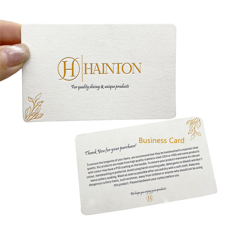 Elegant gold foil embossed letterpress printing paper business cards  500gsm & 600gsm cotton paper cardboard name business card