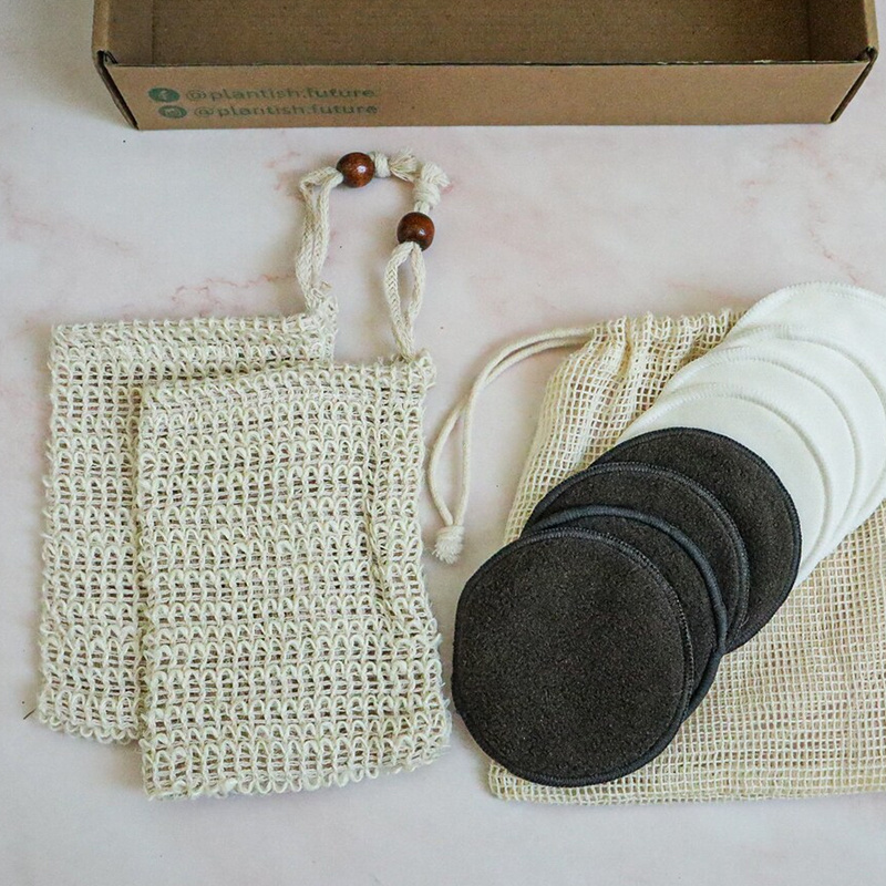 Biodegradable Organic Hemp Cotton Sisal Soap Bag Eco Friendly Natural Exfoliating Bath Sisal Soap Net Mesh Drawstring Pouch Bag