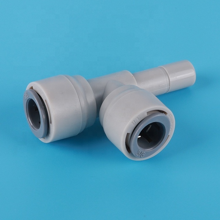 Wholesale 3/8  inch POM  pipe fitting for RO water filter System Push Fit Branch  stem tee Quick Connector Fittings