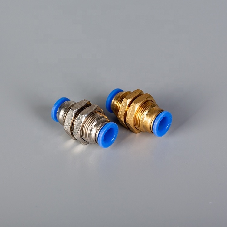 New Product Quick Pneumatic Pipe Fittings Brass Bulkhead Pneumatic Connector Pneumatic Adapter