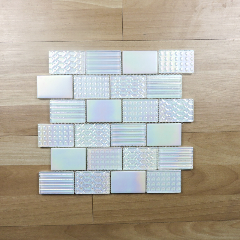 Long slim Strip Kitchen Backsplash Mosaic Decoration Electroplated Silver Mosaic Tiles