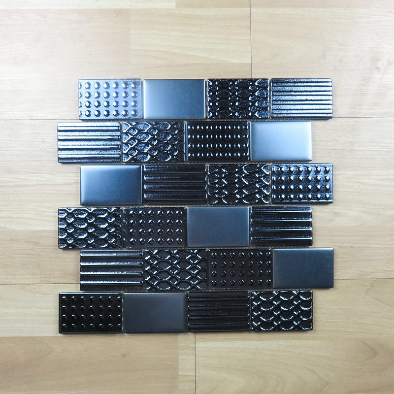 Long slim Strip Kitchen Backsplash Mosaic Decoration Electroplated Silver Mosaic Tiles