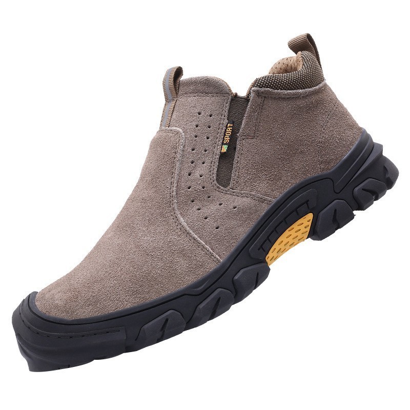 Waterproof Oil Resistant No Lace Work Safety Boots Non-slip Mens Breathable Slip On Safety Shoes Without Steel Toe