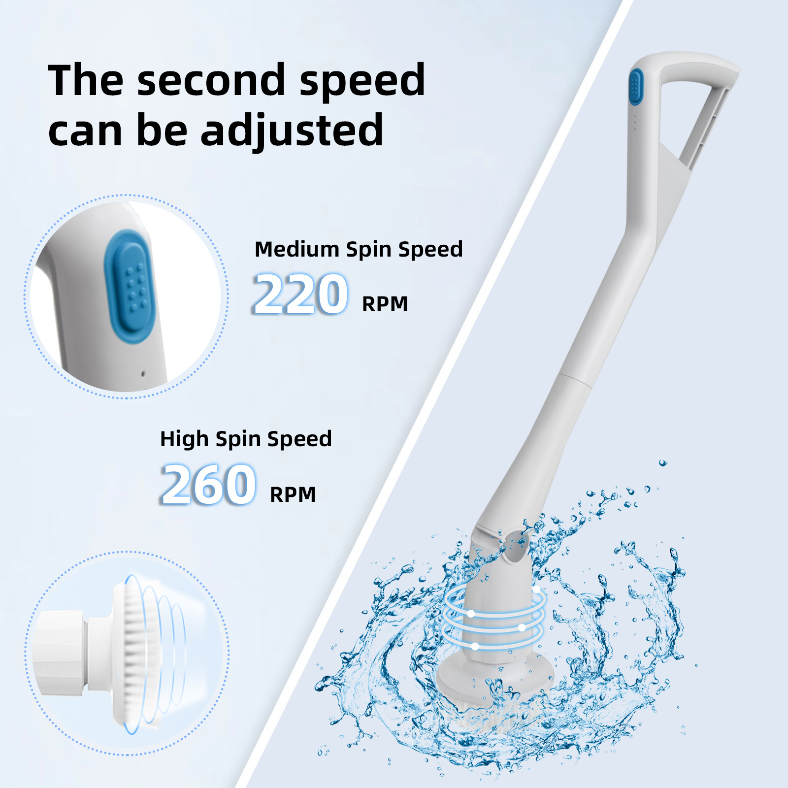 Bathroom Shower Scrubber 4 Replaceable Brush Heads Rechargeable Cleaning Brush Hand Held Electric Spin Scrubber for Cleaning