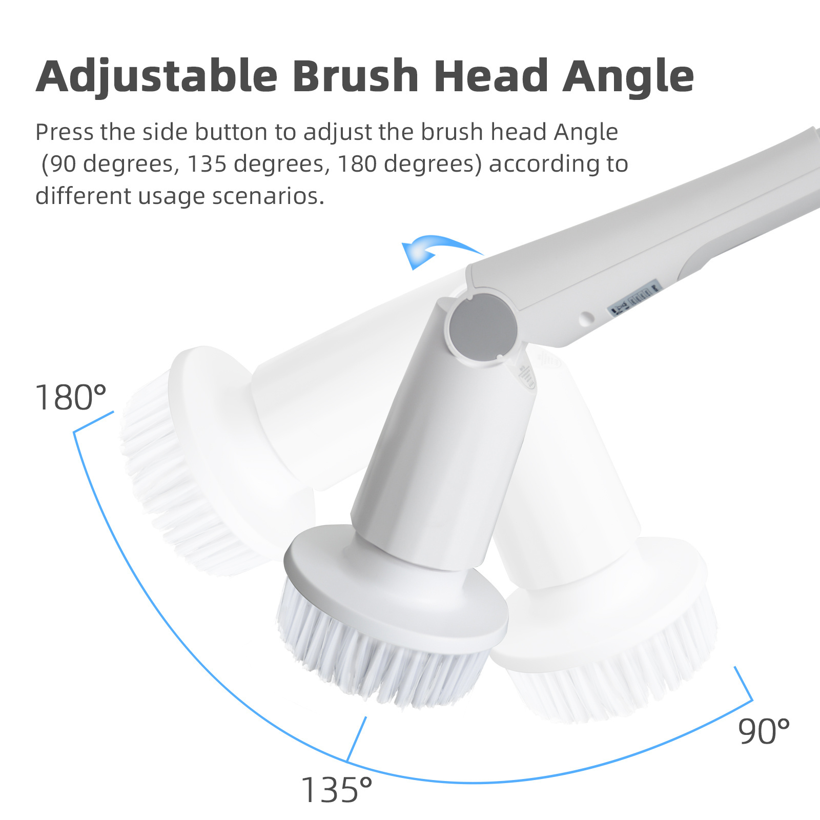 Bathroom Shower Scrubber 4 Replaceable Brush Heads Rechargeable Cleaning Brush Hand Held Electric Spin Scrubber for Cleaning