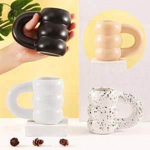 Nordic Ins Style Creative Design Mug Tire Mug Girl Lover Coffee Cup Simple Thick Handle Personality Spray Point Coffee Cup