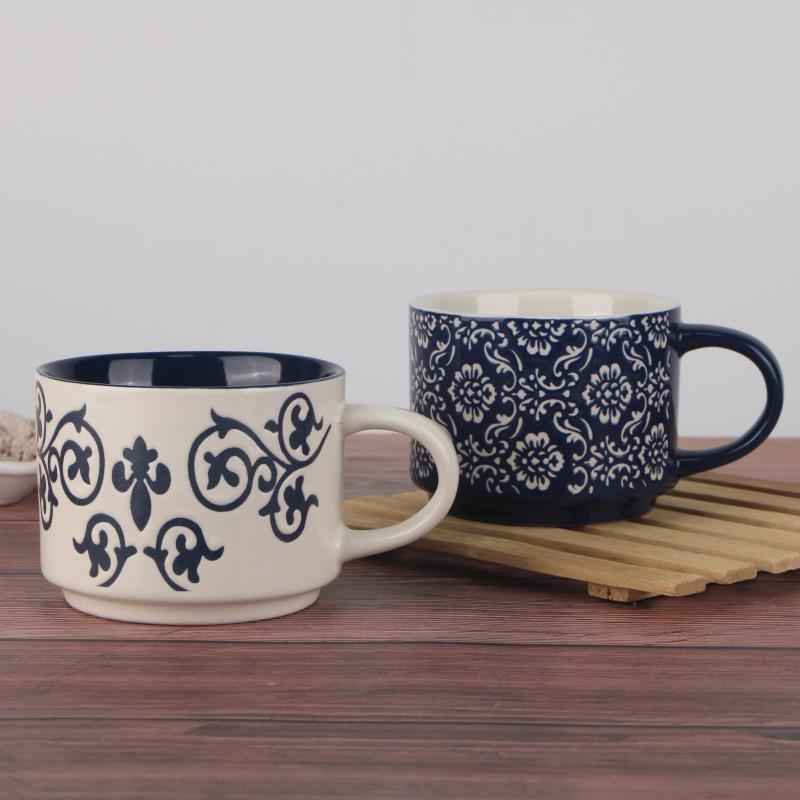 Wholesale European concise style matt ceramic coffee cup stoneware stackable coffee mug made in china