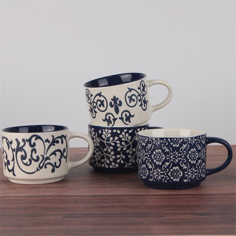 Wholesale European concise style matt ceramic coffee cup stoneware stackable coffee mug made in china