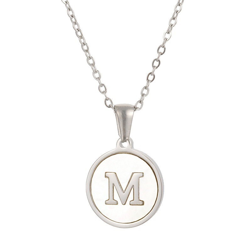 Wholesale NO Fade Jewelry Shell Custom Letter Initial Pendant Necklace Mother of Pearl Stainless Steel CHRISTIAN Trendy Chains