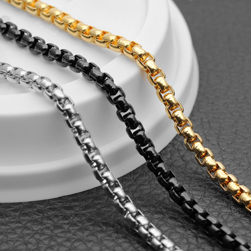 Wholesale Square Rolo Chain Square Box Ball Chains 316 Stainless Steel Jewelry Chain For Men Bracelet Necklace