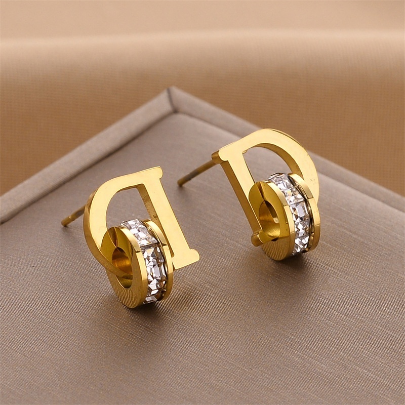 Fashion Jewelry Mixed Designs Gold Rose Gold Plating Heart Bear Women Pearl Zircon Stainless Steel Earrings