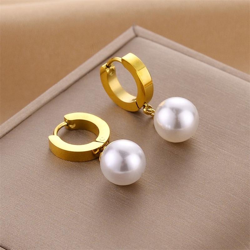 Fashion Jewelry Mixed Designs Gold Rose Gold Plating Heart Bear Women Pearl Zircon Stainless Steel Earrings