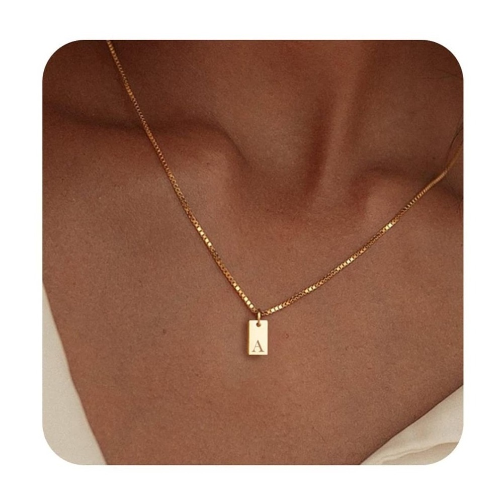 Trend 18k Gold Plated Stainless Steel A to Z  Letters Pendants Charms Chain Non Tarnish Fashion Jewelry  Women Initial Necklaces