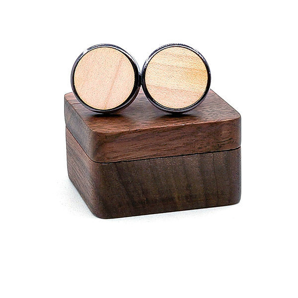 Wholesale Different Colors Round French Shirt Sleeve Metal Brass Wooden Cufflinks Set For Men