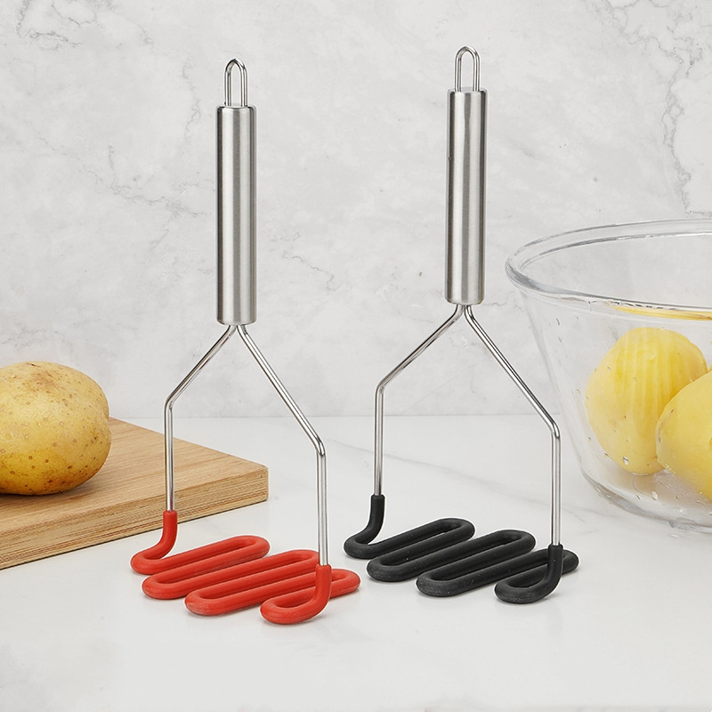 Hot Sale Stainless Steel potato ricer masher Multifunctional kitchen tool hand Silicone potato masher for vegetable salad