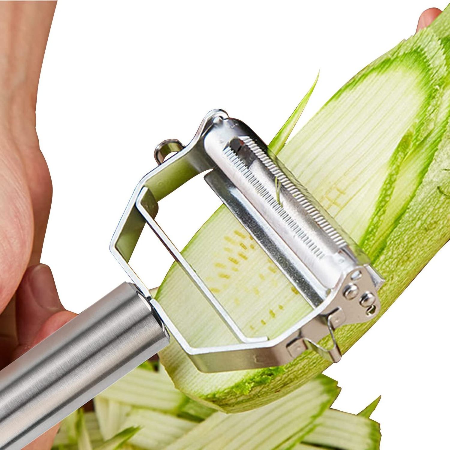 Julienne Peeler, Stainless Steel Multifunctional peeler, Double-Sided Blade Vegetable Julienne Cutter and Fruit Slicer