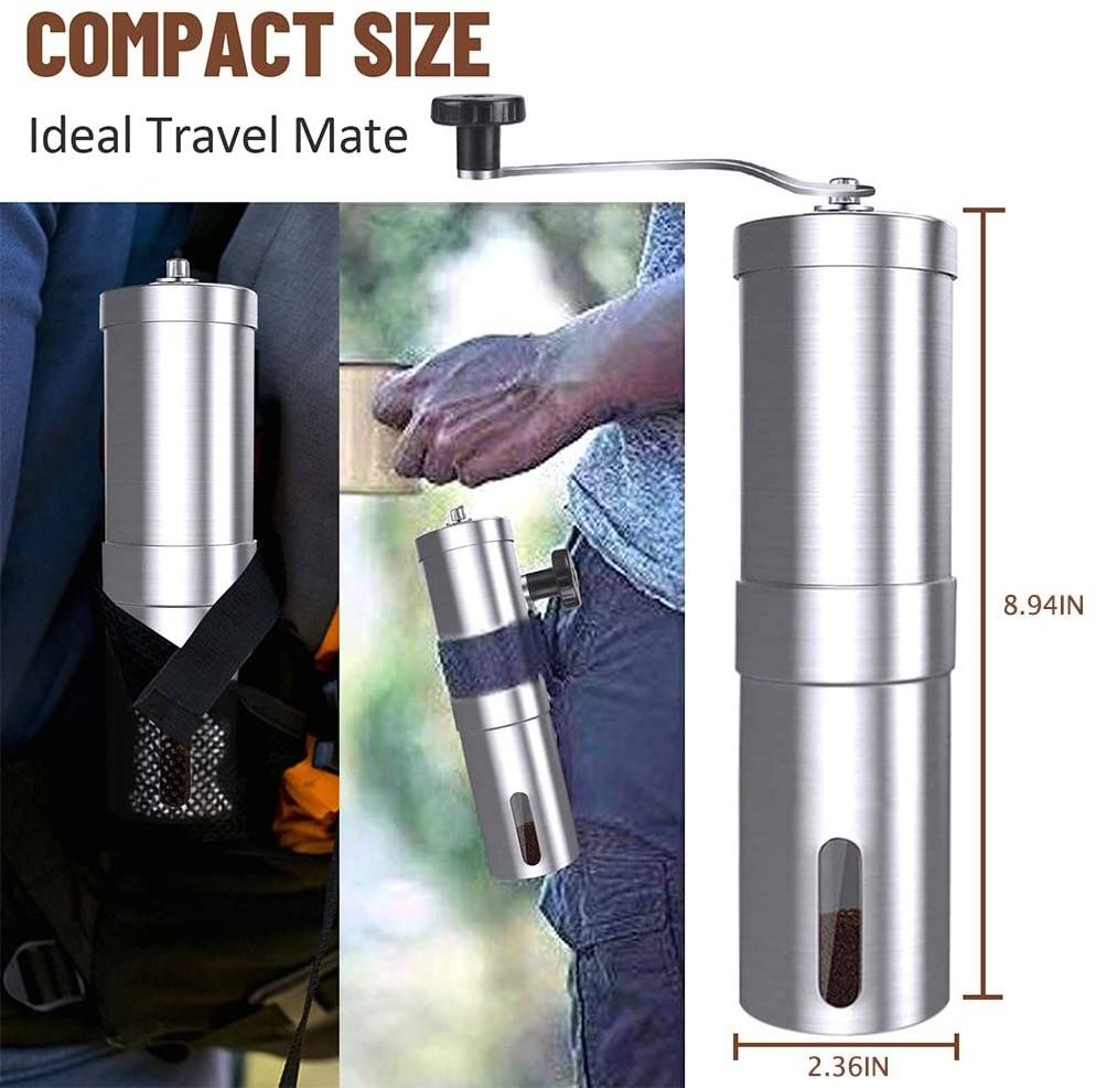 Portable manual home coffee grinder conical burr mill stainless steel small hand espresso coffee bean grinder household kitchen