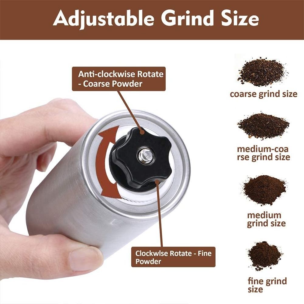 Portable manual home coffee grinder conical burr mill stainless steel small hand espresso coffee bean grinder household kitchen