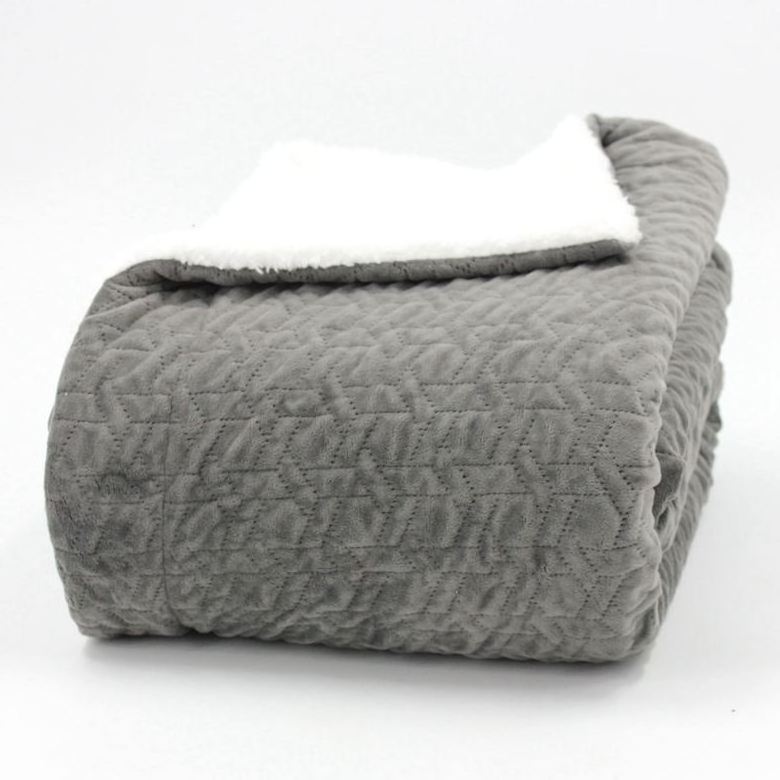 Geometric Ultrasonic Quilt Super Soft and Cozy Borrego Plush Mink Throw Blanket