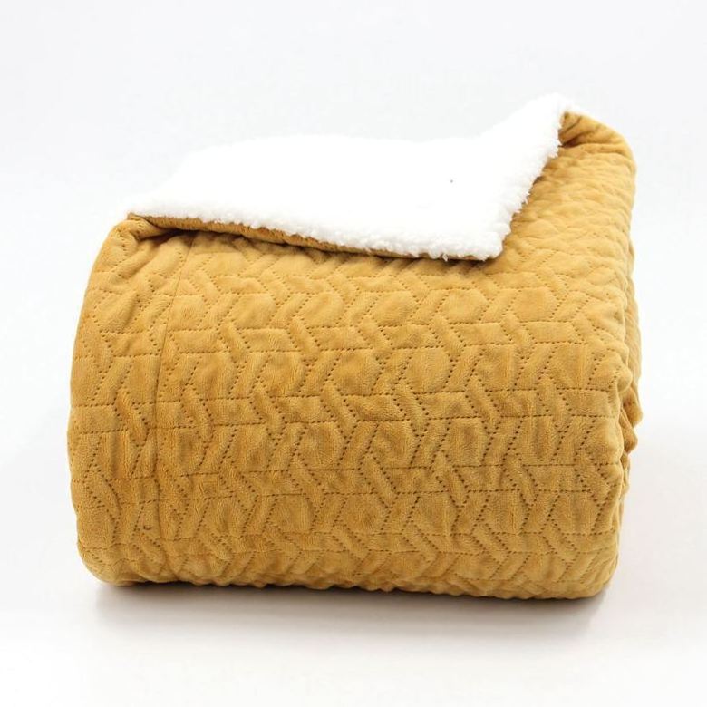 Geometric Ultrasonic Quilt Super Soft and Cozy Borrego Plush Mink Throw Blanket