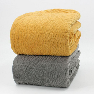 Geometric Ultrasonic Quilt Super Soft and Cozy Borrego Plush Mink Throw Blanket